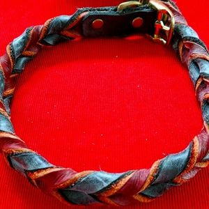 Brand New Leather Dog Collar Black/Brown 22 inch